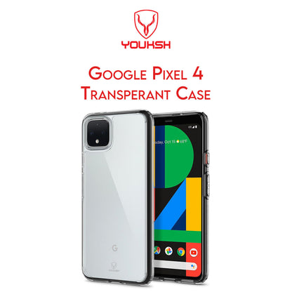 YOUKSH Google Pixel 4 Transparent Cover - Google Pixel 4 Transparent Jelly Back Cover - Google Pixel 4 Soft Shock Proof Transparent Back Pouch - Google Pixel 4 Crystal Clear Cover - Google Pixel 4 Silicone Cover.