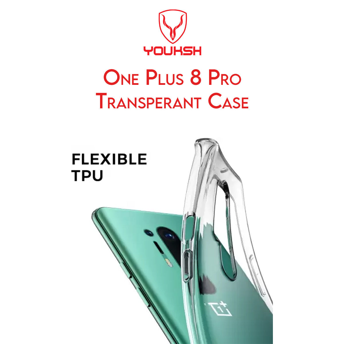 YOUKSH OnePlus 8 Pro Transparent Cover - OnePlus 8 Pro Transparent Jelly Back Cover - OnePlus 8 Pro Soft Shock Proof Transparent Back Pouch - OnePlus 8 Pro Crystal Clear Cover - OnePlus 8 Pro Silicone Cover.