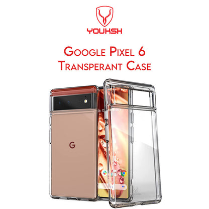 YOUKSH Google Pixel 6 Transparent Cover - Google Pixel 6 Transparent Jelly Back Cover - Google Pixel 6 Soft Shock Proof Transparent Back Pouch - Google Pixel 6 Crystal Clear Cover - Google Pixel 6 Silicone Cover.