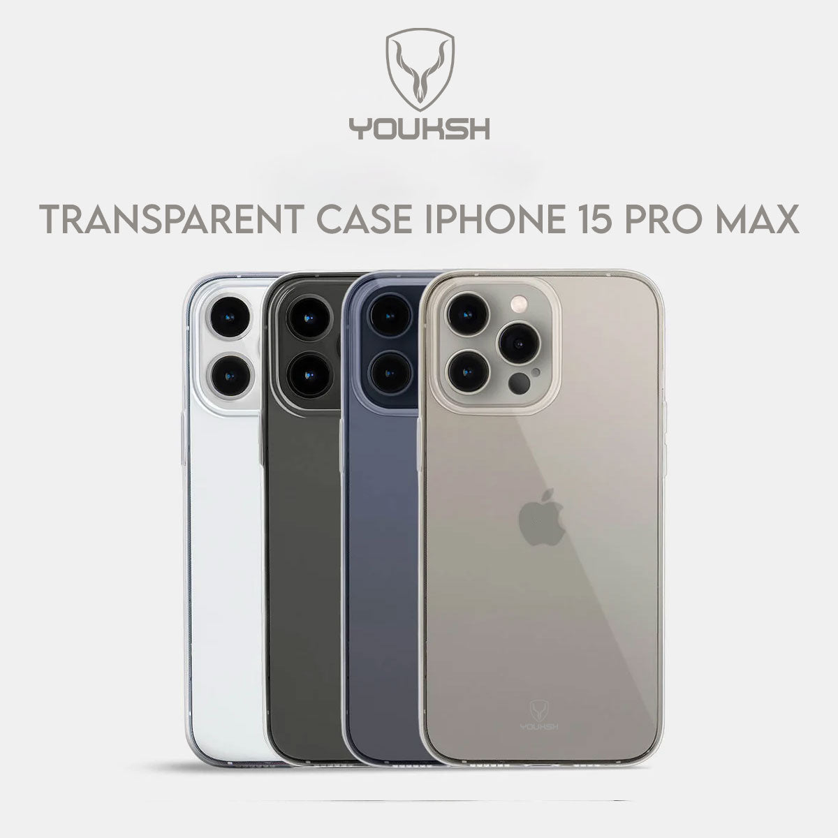 YOUSKH APPLE IPHONE 15 PRO MAX (6.7) TRANSPARENT CASE - YOUKSH APPLE IPHONE 15 PRO MAX (6.7) TRANSPARENT COVER - TRANSPARENT SOFT SHOCK PROOF JELLY BACK COVER.