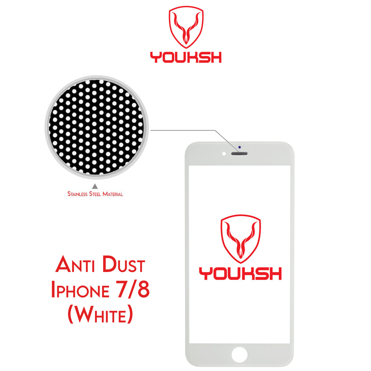Apple iPhone 7/8 Anti Dust Glass Protector (White) With Installation kit.