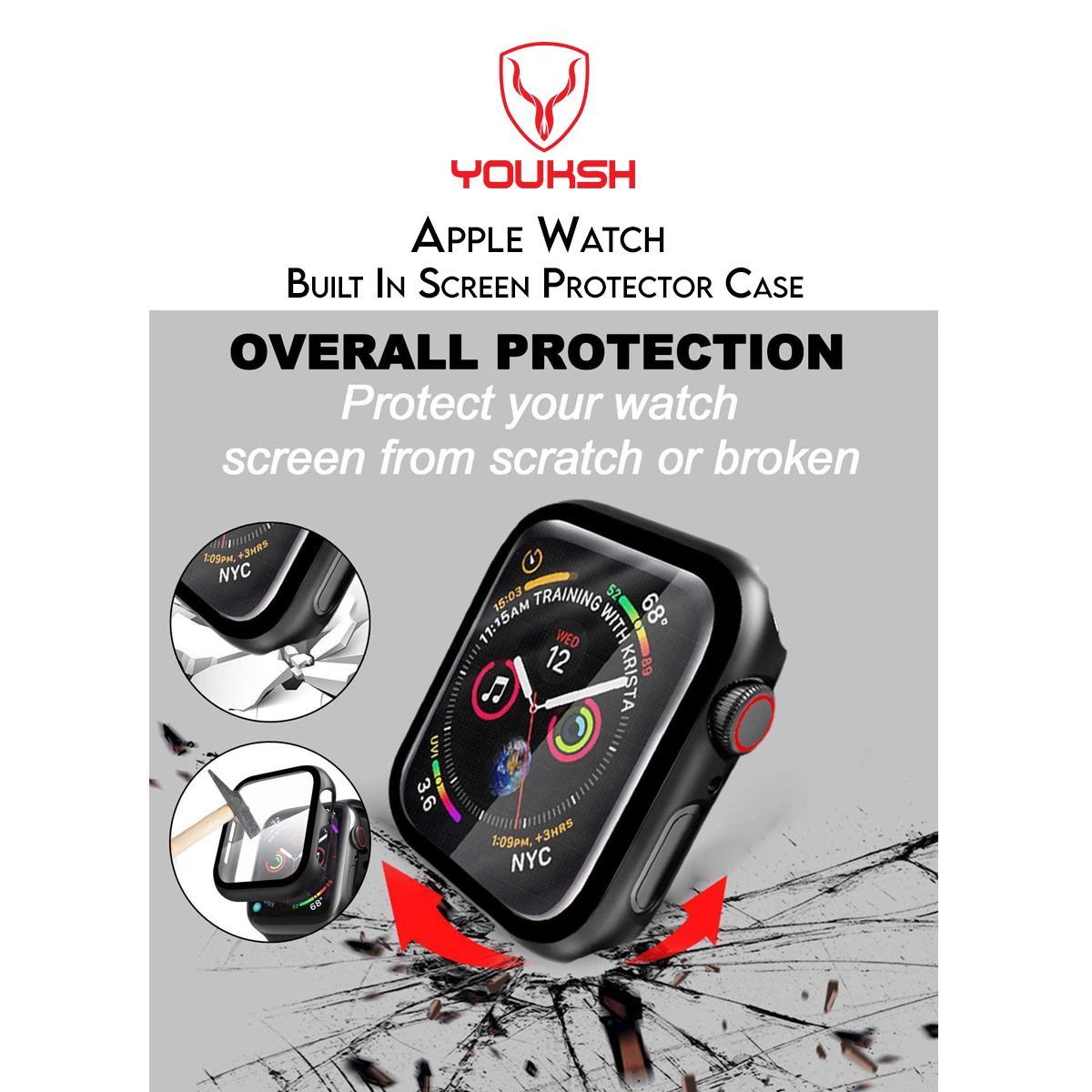 YOUKSH iWatch - 44MM Candy Tempered Glass Slim Bumper Case - 44MM Candy Slim Bumper Case - Full Protective - For iWatch Series 1/2/3/4/5/6.