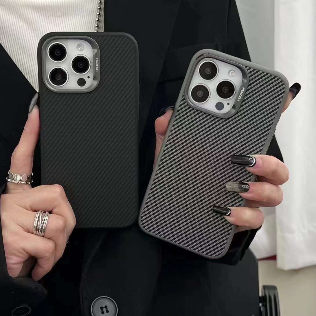 YOUKSH Carbon Fiber Matte Case For IPhone 15 Pro. IPhone 15 Pro Carbon Fiber Case With Side Soft Silicon.