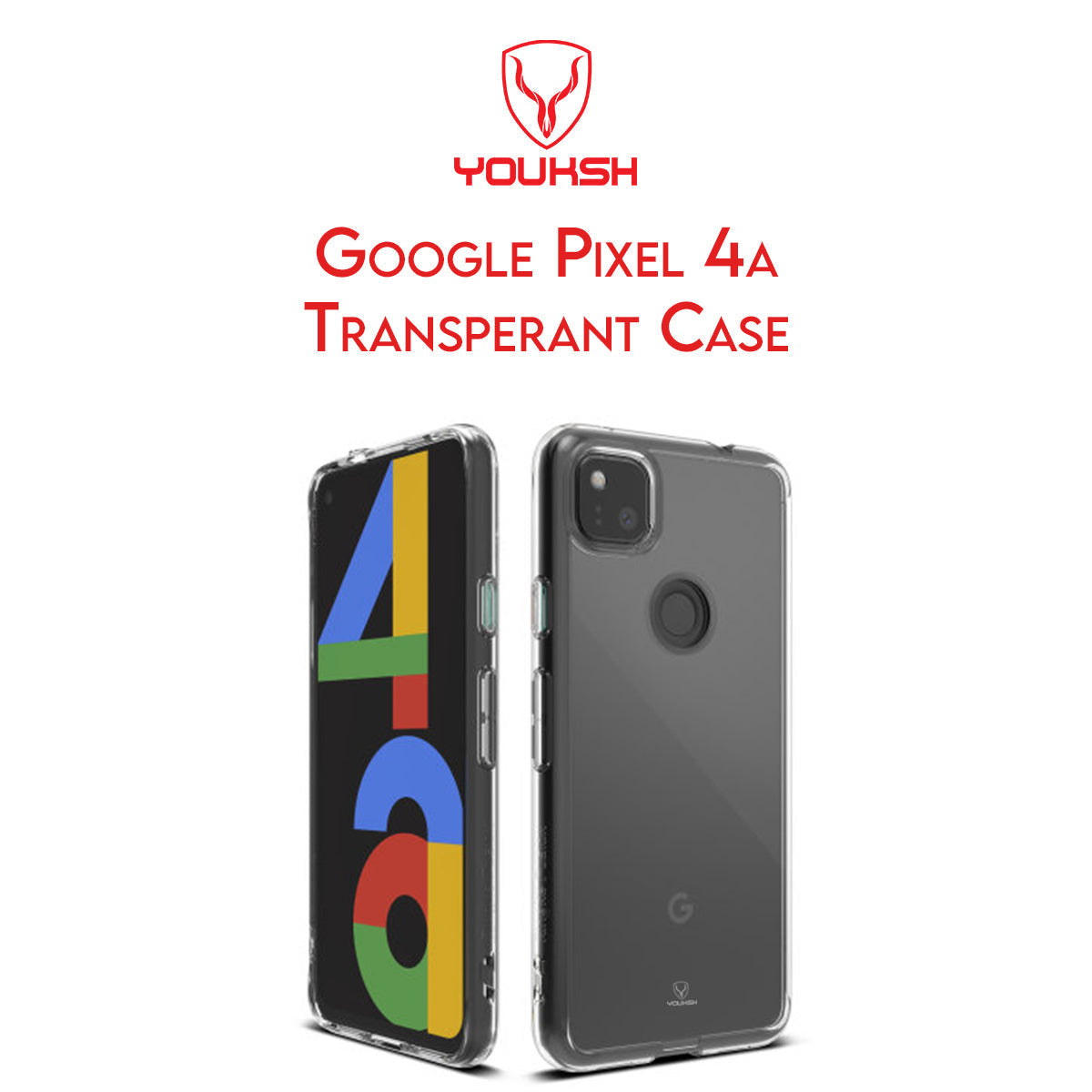 YOUKSH Google Pixel 4a Transparent Cover - Google Pixel 4a Transparent Jelly Back Cover - Google Pixel 4a Soft Shock Proof Transparent Back Pouch - Google Pixel 4a Crystal Clear Cover - Google Pixel 4a Silicone Cover.