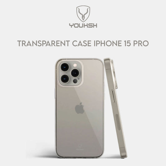 YOUSKH APPLE IPHONE 15 PRO (6.1) TRANSPARENT CASE - YOUKSH APPLE IPHONE 15 PRO (6.1) TRANSPARENT COVER - TRANSPARENT SOFT SHOCK PROOF JELLY BACK COVER.