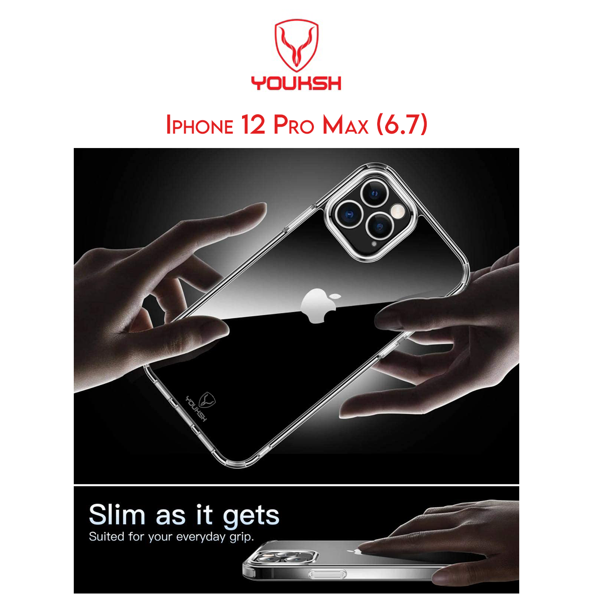 YOUKSH Apple IPhone 12 Pro Max (6.7) - Transparent Case - Transparent Camera Lens Protection Cover - Soft Shock Proof Jelly Back Transparent Cover.