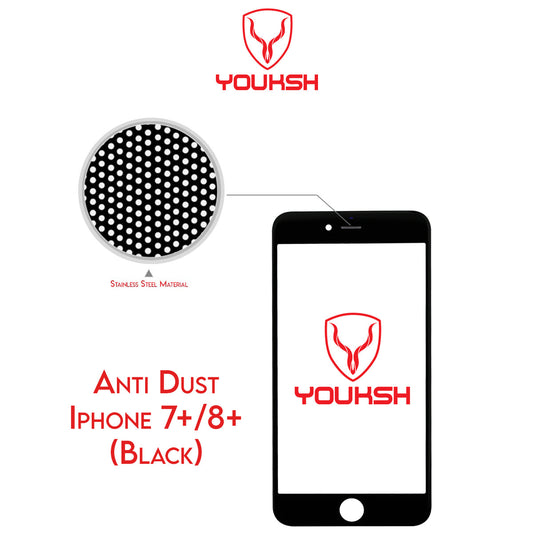 Apple iPhone 7 Plus/8 Plus - Youksh Anti Dust Glass Protector (Black) With Installation kit.