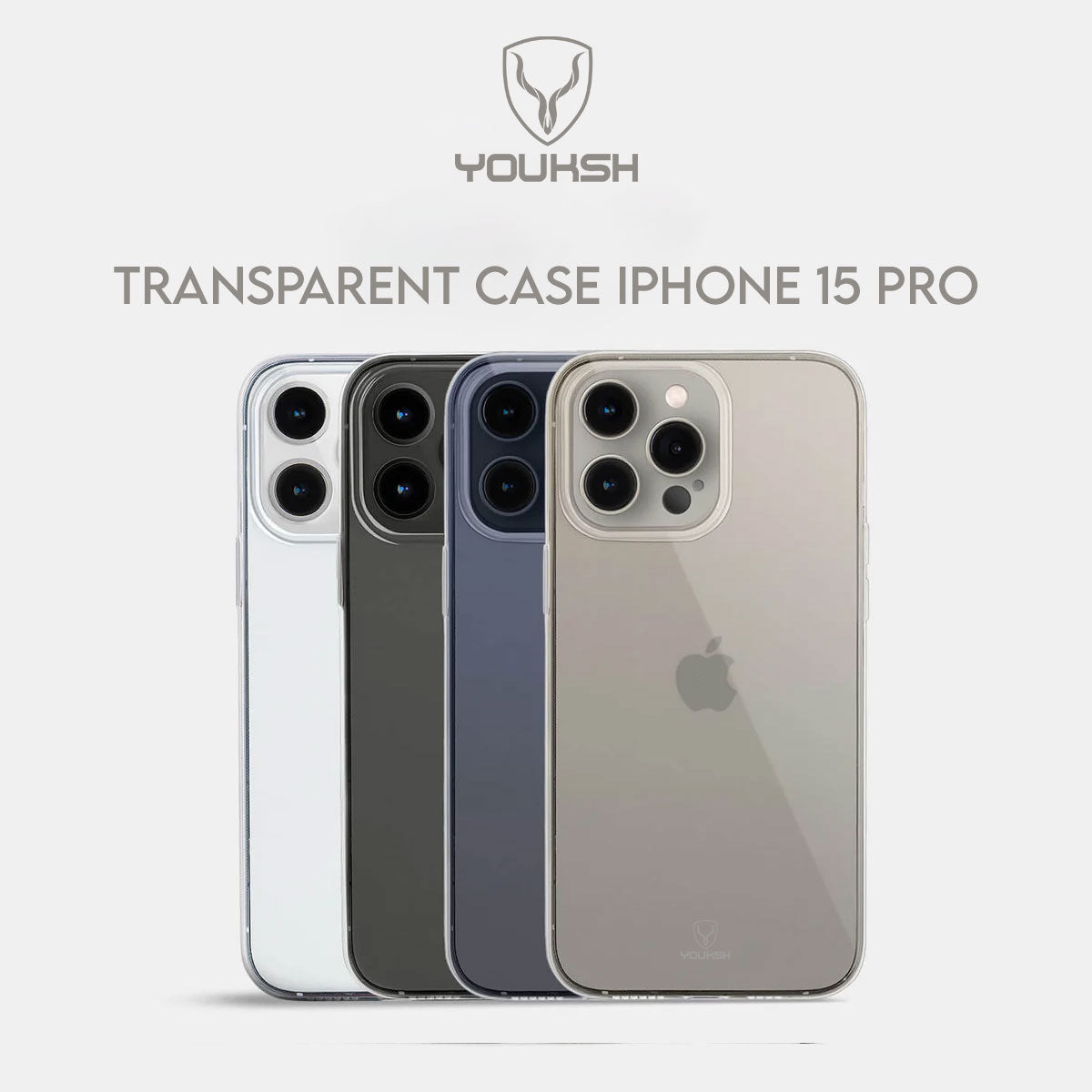 YOUSKH APPLE IPHONE 15 PRO (6.1) TRANSPARENT CASE - YOUKSH APPLE IPHONE 15 PRO (6.1) TRANSPARENT COVER - TRANSPARENT SOFT SHOCK PROOF JELLY BACK COVER.
