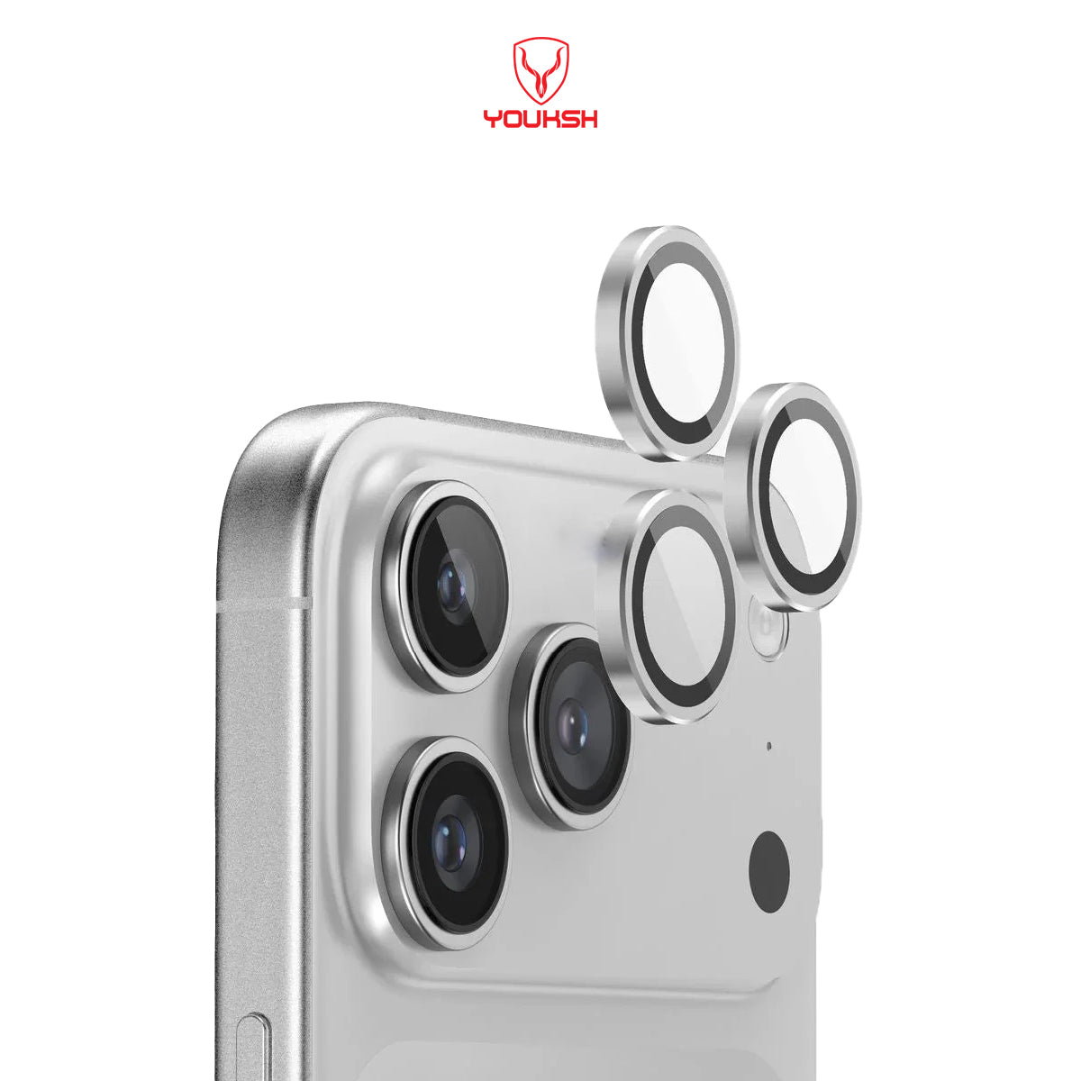YOUKSH IPhone 17 Pro Camera Ring Glass Protector.