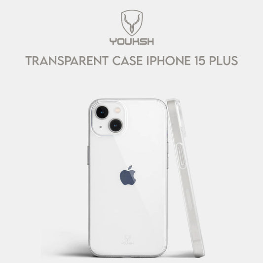 YOUSKH APPLE IPHONE 15 PLUS (6.7) TRANSPARENT CASE - YOUKSH APPLE IPHONE 15 PLUS (6.7) TRANSPARENT COVER - TRANSPARENT SOFT SHOCK PROOF JELLY BACK COVER.
