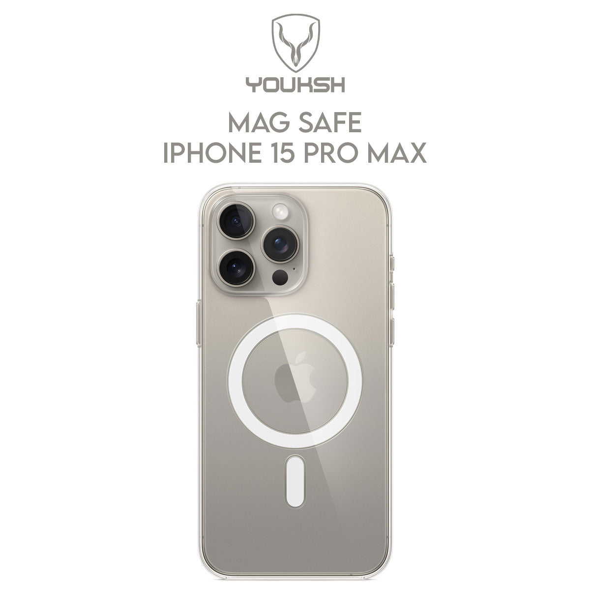 YOUKSH Mag Safe Case For IPHONE 15 Pro Max, Anti-Yellow Clear Case With Charging Compatible, Shock Proof With Built-In Air Bag.