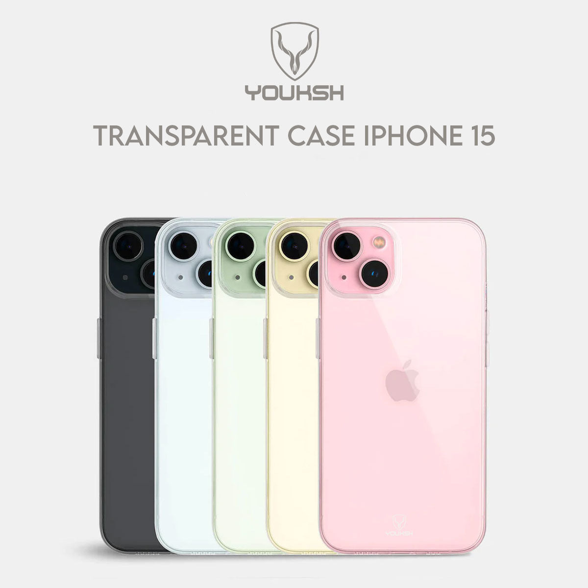 YOUSKH APPLE IPHONE 15 (6.1) TRANSPARENT CASE - YOUKSH APPLE IPHONE 15 (6.1) TRANSPARENT COVER - TRANSPARENT SOFT SHOCK PROOF JELLY BACK COVER.