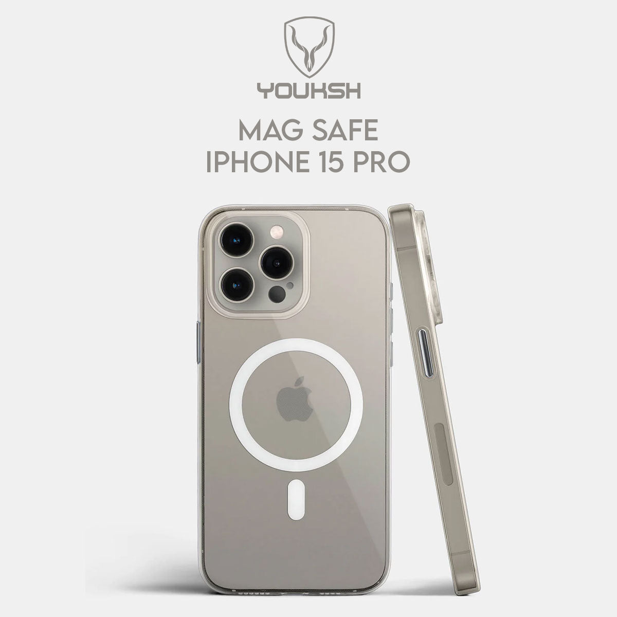 YOUKSH Mag Safe Case For IPHONE 15 Pro, Anti-Yellow Clear Case With Charging Compatible, Shock Proof With Built-In Air Bag.