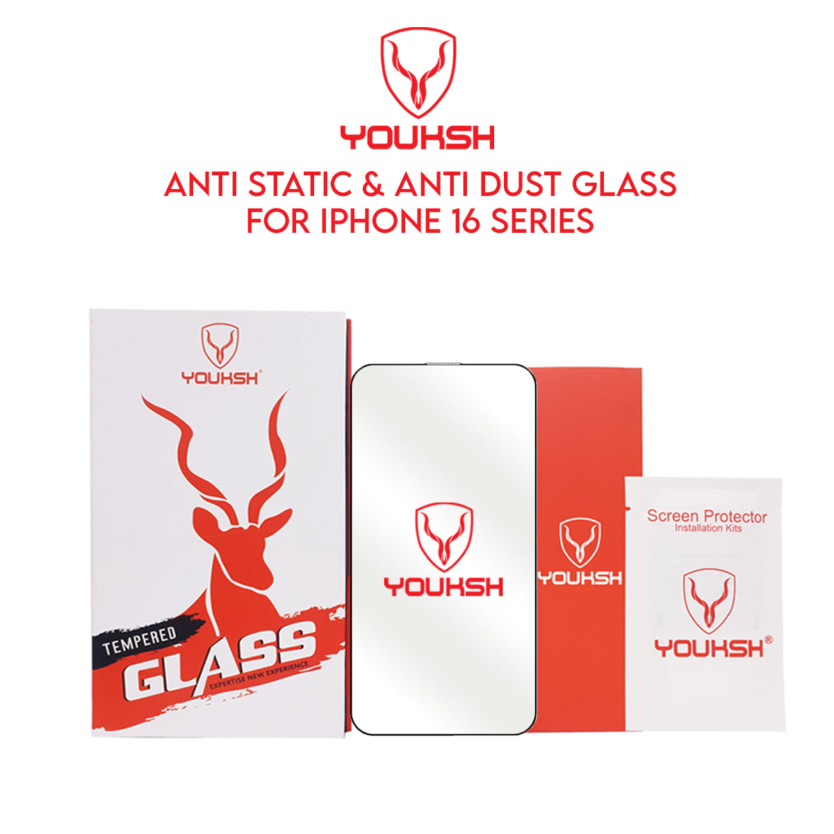 Youksh Anti-Dust Glass for iPhone 17 Air – Dustproof Edge & Speaker Screen Protector, 9H Tempered