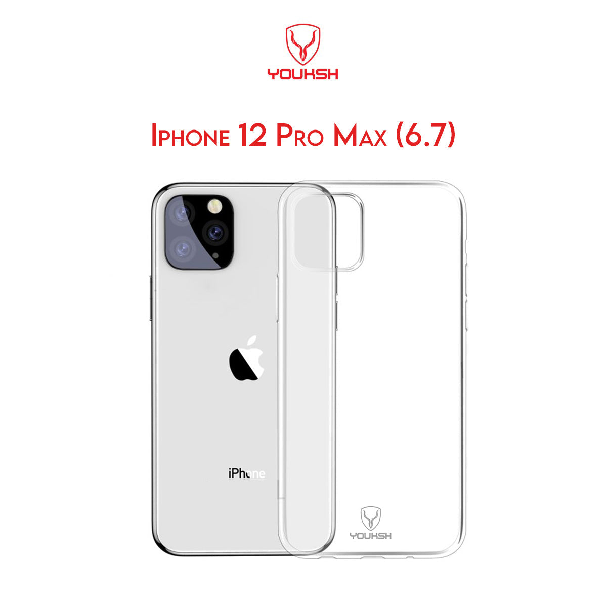 Youksh Apple iphone 12 Pro Max - Transparent Jelly Back Cover - Transparent - Iphone Series.