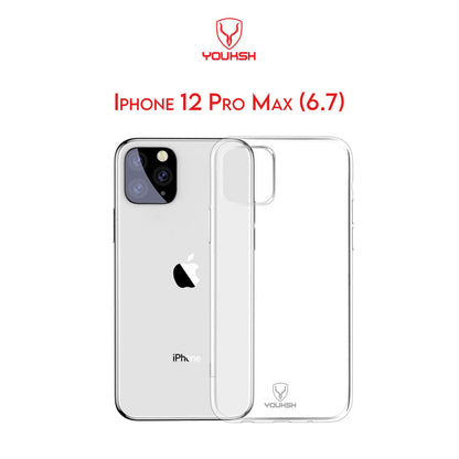 Youksh Apple iphone 12 Pro Max - Transparent Jelly Back Cover - Transparent - Iphone Series.
