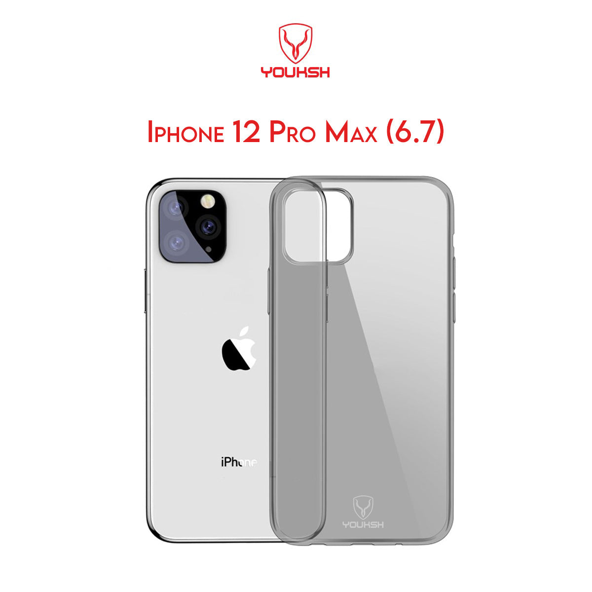 Youksh Apple iphone 12 Pro Max - Transparent Jelly Back Cover - Transparent - Iphone Series.