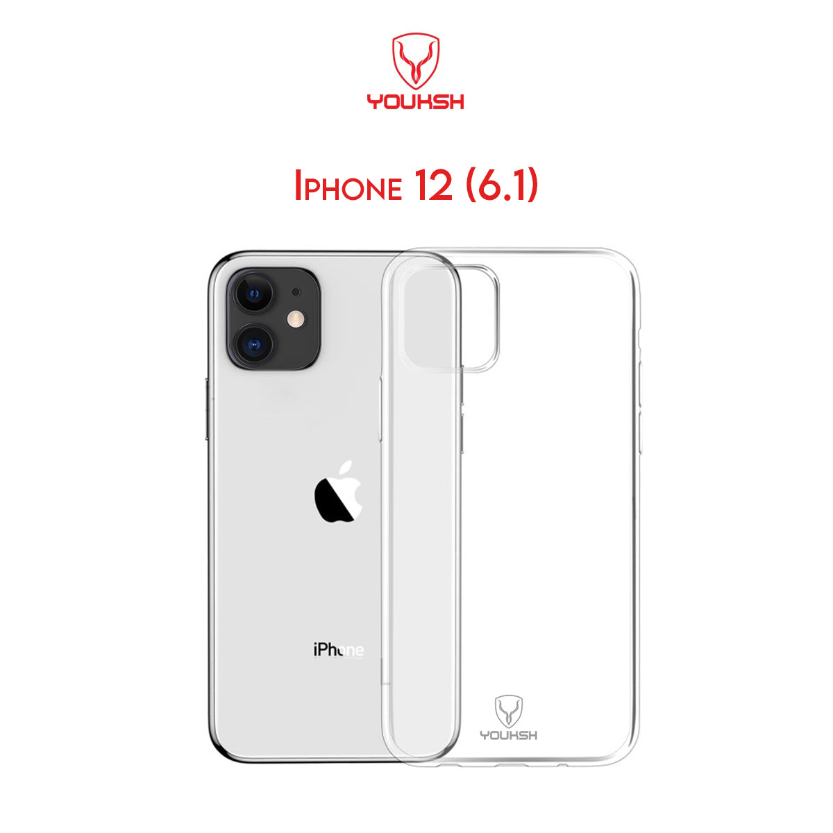 Youksh Apple iphone 12 (6.1) - Transparent Jelly Back Cover - Transparent - Iphone Series.