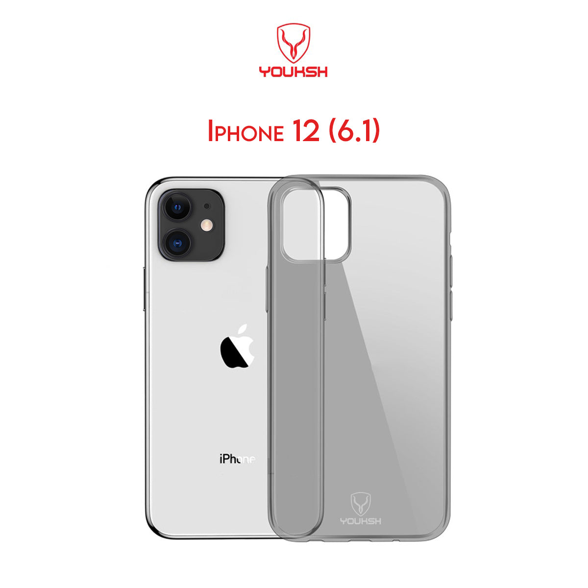 Youksh Apple iphone 12 (6.1) - Transparent Jelly Back Cover - Transparent - Iphone Series.