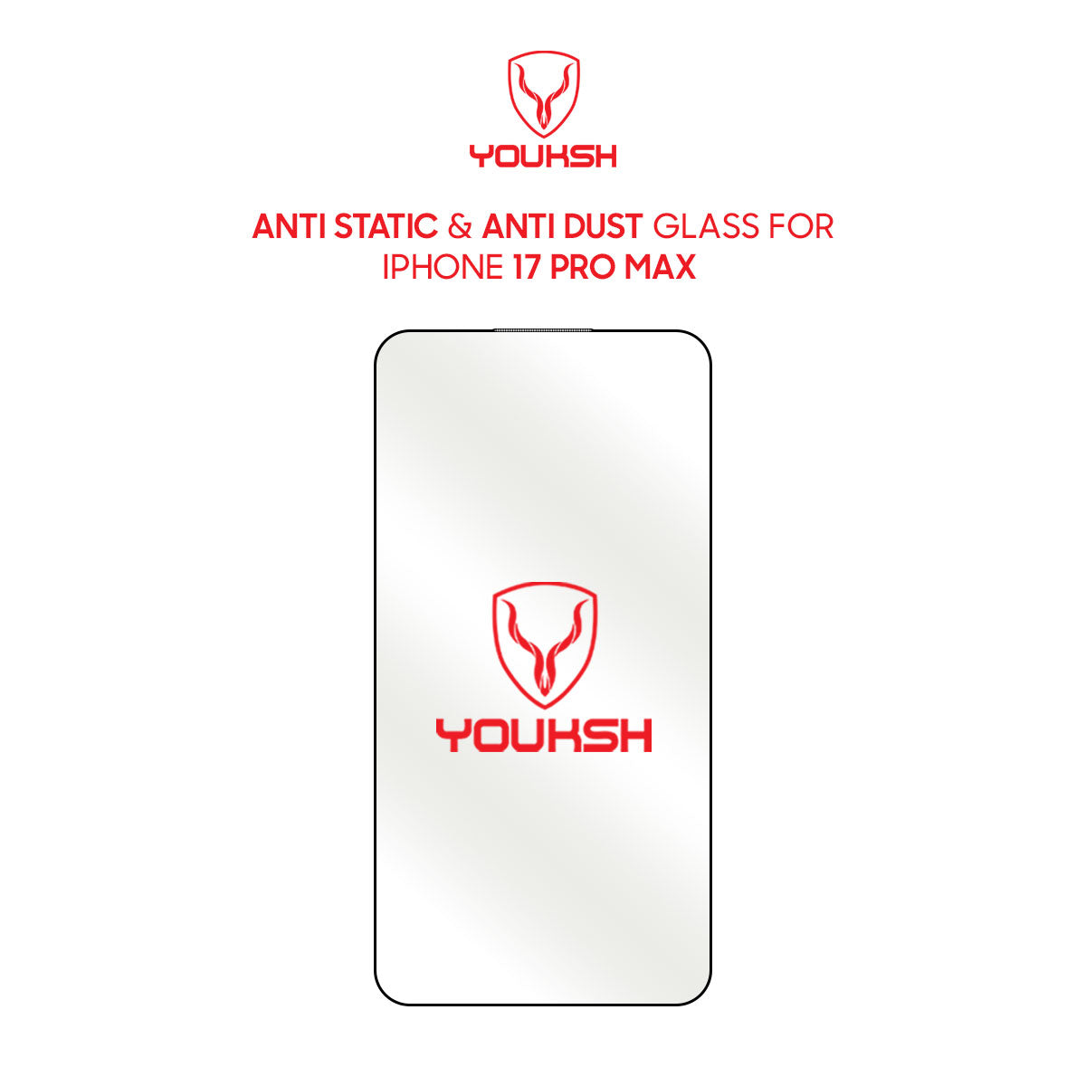 Youksh Matte Glass Screen Protector for iPhone 17 Pro Max – Anti-Glare, Anti-Fingerprint Tempered Glass