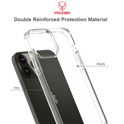 YOUKSH Apple iPhone 15 Pro Acrylic Cover - iPhone 15 Pro Clear Anti-Yellow Back Case - iPhone 15 Pro Shock Proof With Built-In Air Bag.