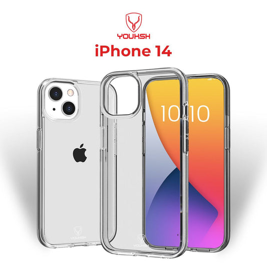 YOUSKH Apple Iphone 14 (6.1) Transparent Case - Youksh Iphone 14 (6.1) Transparent Cover - Transparent Soft Shock Proof Jelly Back Cover. (SMOKE)