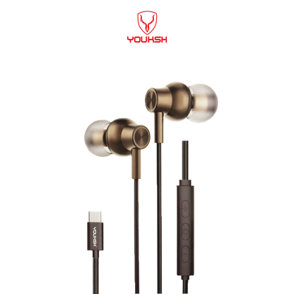 YOUKSH Type C Handsfree, With Soft Rubber Ear Piece & Metal Magnetic Attraction (YK-804).