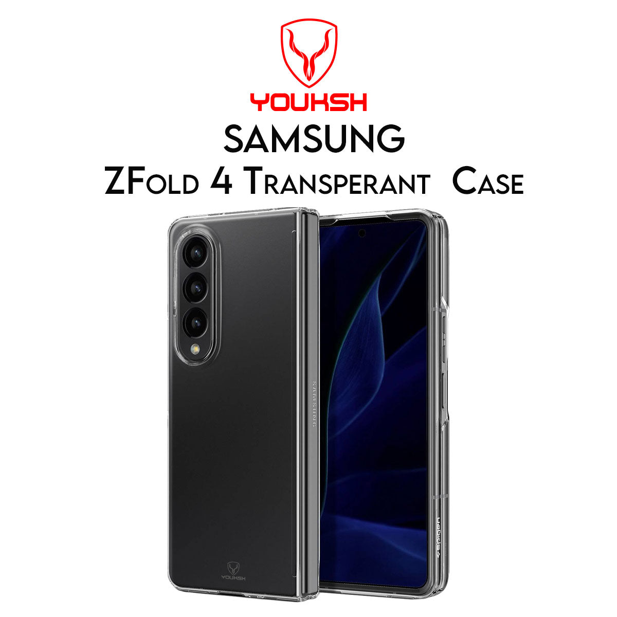 YOUKSH Samsung Galaxy Z-Fold 4 (5G) Transparent Back Cover - Samsung Galaxy Z-Fold 4 Transparent Crystal Clear PC Case - Samsung Galaxy Z-Fold 4 Soft Shock Proof Transparent Case - Samsung Galaxy Z-Fold 4 Jelly pouch.