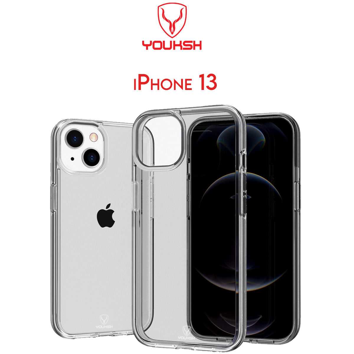 YOUSKH Apple iPhone 13 (6.1) Transparent Case - Youksh iPhone 13 (6.1) Transparent Cover - Transparent Soft Shock Proof Jelly Back Cover.