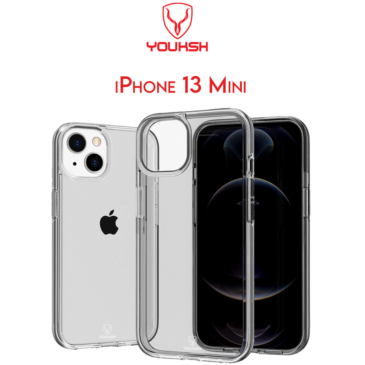 YOUSKH Apple iPhone 13 Mini (5.4) Transparent Case - Youksh iPhone 13 (6.1) Transparent Cover - Transparent Soft Shock Proof Jelly Back Cover.