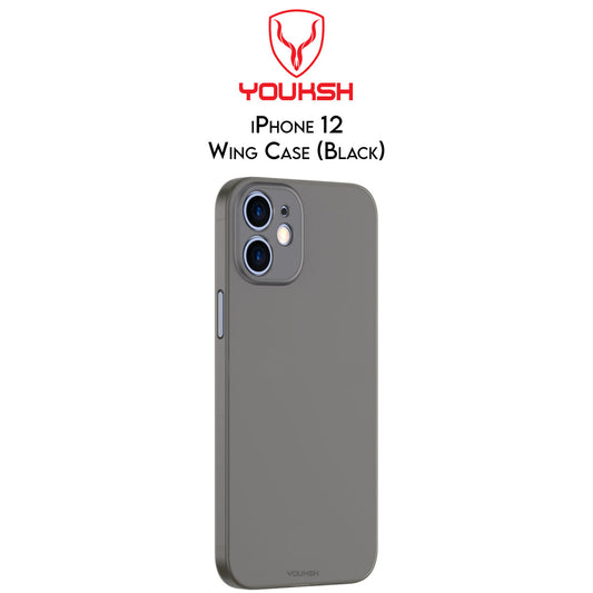 Youksh Wing Case For Apple Iphone 12 (6.1) - Ultra Thin Lightweight - Paper Back Cover for Iphone Series. (Black)