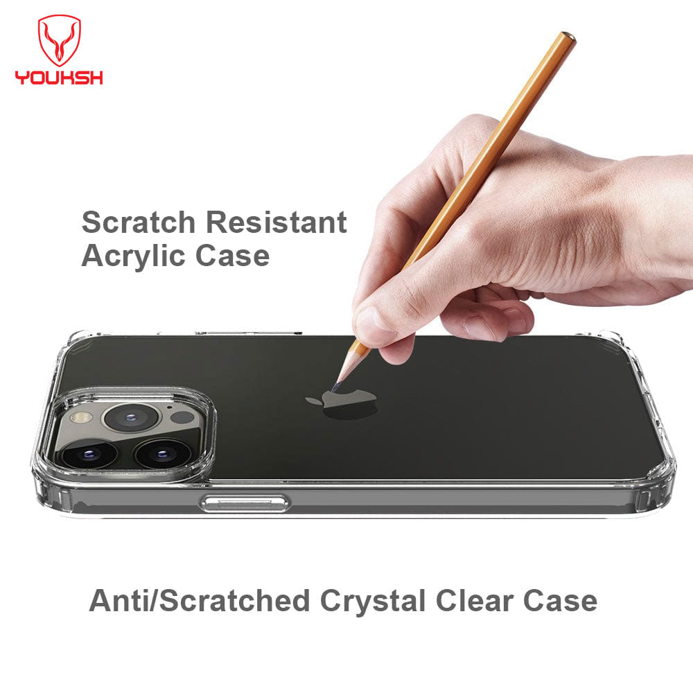 YOUKSH Apple iPhone 15 Pro Max Acrylic Cover - iPhone 15 Pro Max Clear Anti-Yellow Back Case - iPhone 15 Pro Max Shock Proof With Built-In Air Bag.