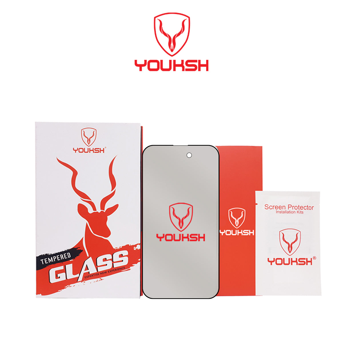 YOUKSH Apple iPhone 15 Pro (6.1) Privacy Glass Protector - YOUKSH Apple iPhone 15 Pro (6.1) Anti Static Glass Protector - With YOUKSH Installation kit.