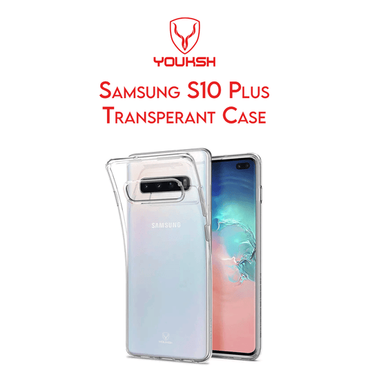 YOUKSH Samsung Galaxy S10 Plus Transparent Case - Samsung Galaxy S10 Plus Transparent Jelly Back Cover - Samsung Galaxy S10 Plus Soft Shock Proof Transparent Back Pouch - Samsung Galaxy S10 Plus Crystal Clear Cover.