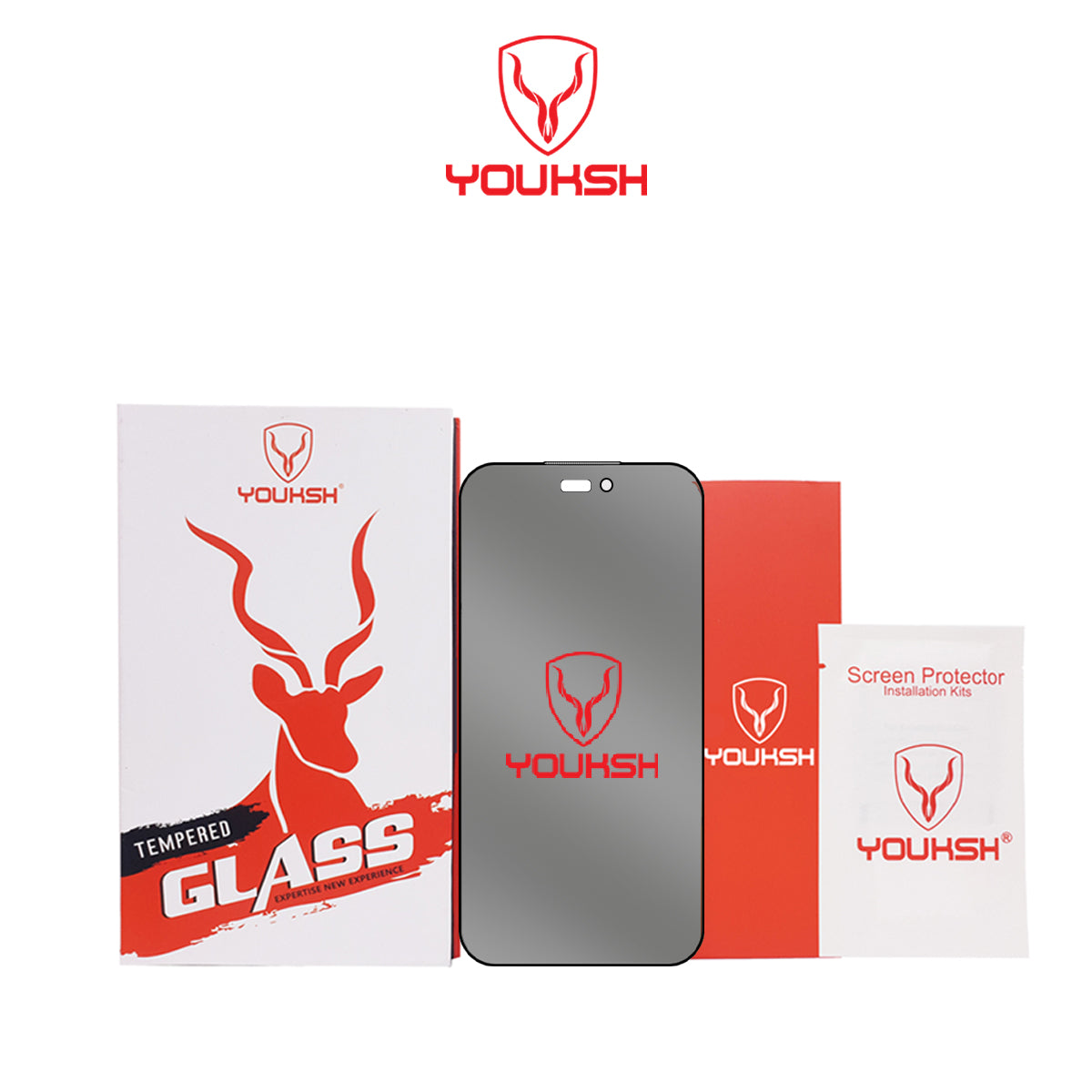 Youksh 360° Privacy Glass for iPhone 17 Pro Max  – Anti-Spy Full Screen Tempered Glass Protector