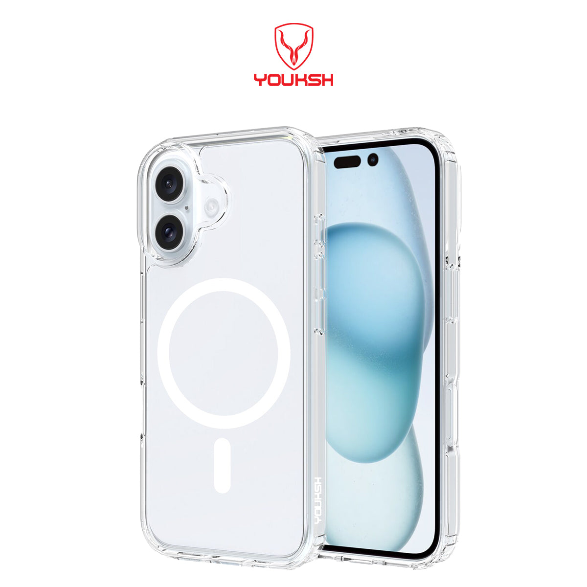 Youksh MagSafe Transparent Case for iPhone 17 – Shockproof Clear Protective Cover with Magnetic Wireless Charging Case
